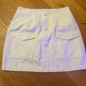 MINKPINK Tweed linen Cream Button-Front Skirt